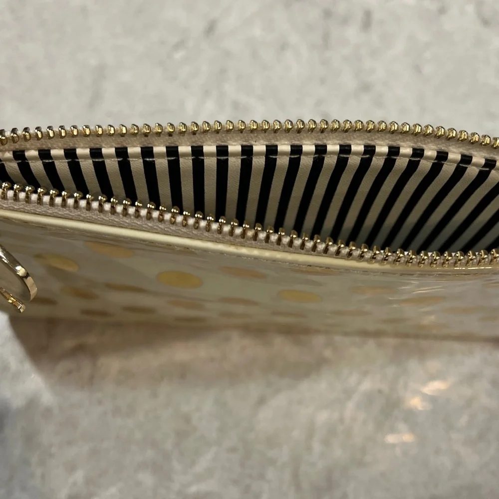 Kate Spade Cream and Gold Polka Dot Bag